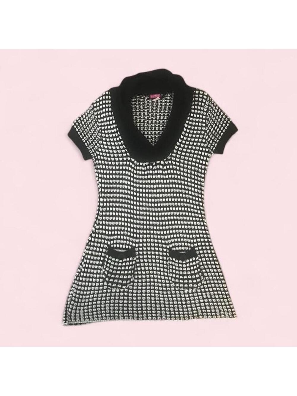 🖤 vintage y2k black and white button pocket sweater dress ! 🖤